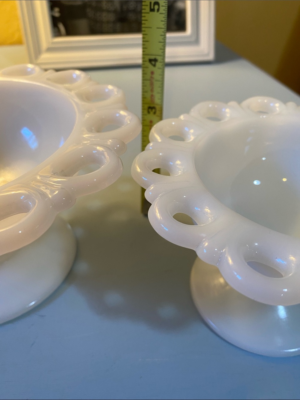 Vintage Milk Glass Lace Edge Compotes - Picture 5 of 6